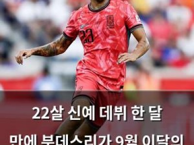 22살 신예 데뷔 한 달 만에 분데스리가 9월 이달의 선수 선정