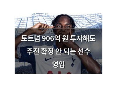 토트넘 906억 원 투자해도 주전 확정 안 되는 선수 영입
