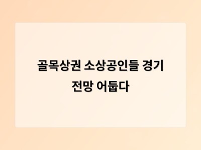 골목상권 소상공인 60%가 경기 악화 우려하며 생존 방안 모색