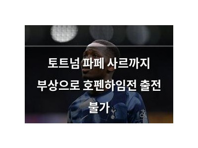 토트넘 파페 사르까지 부상으로 호펜하임전 출전 불가